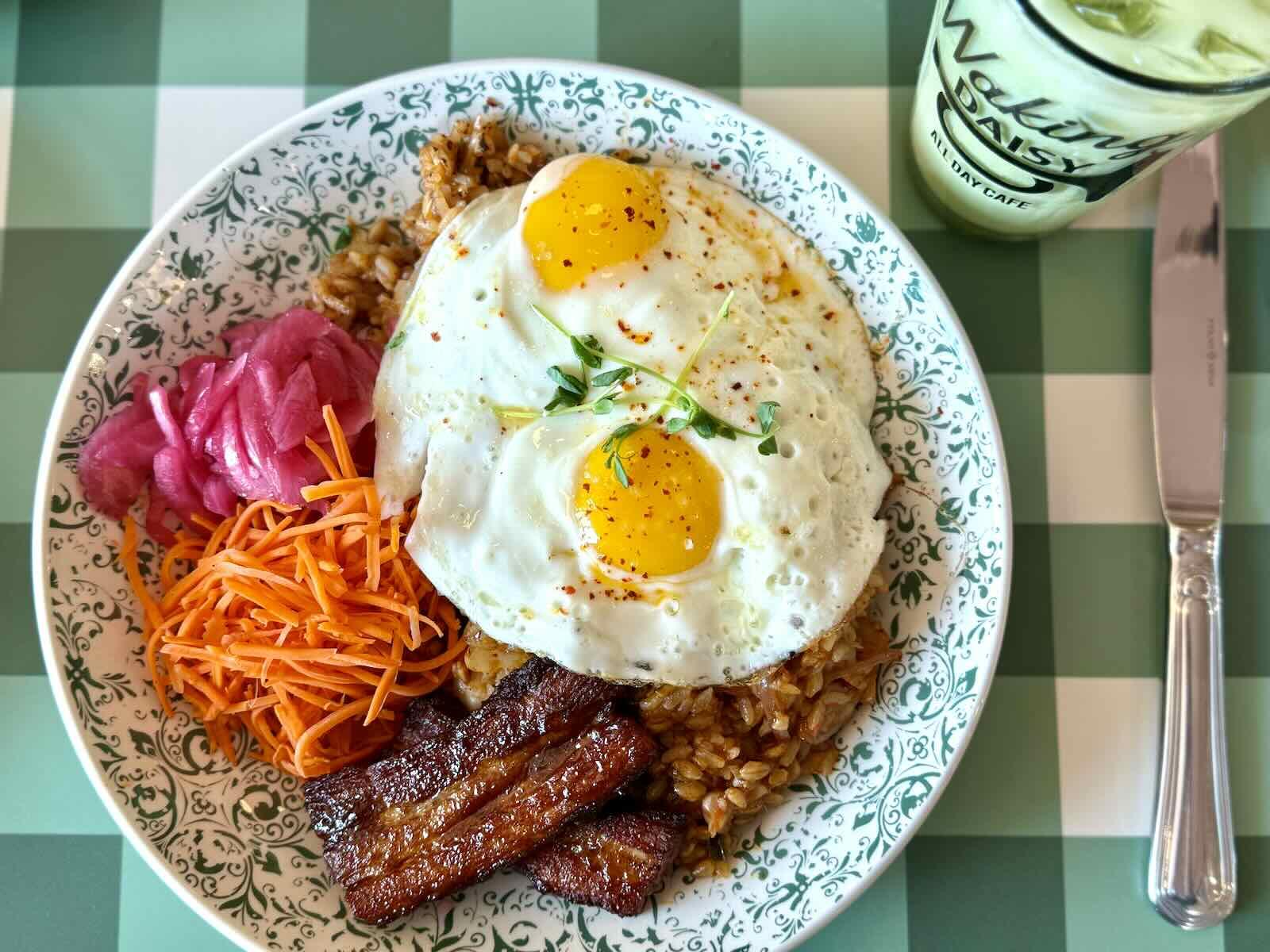 Best brunch Korean breakfast bowl dish served at Waking Daisy in Brookfield
