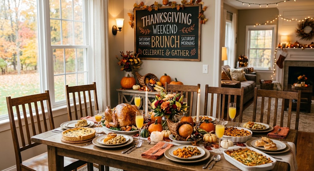 Family enjoying Thanksgiving weekend brunch at Waking Daisy in Brookfield, WI